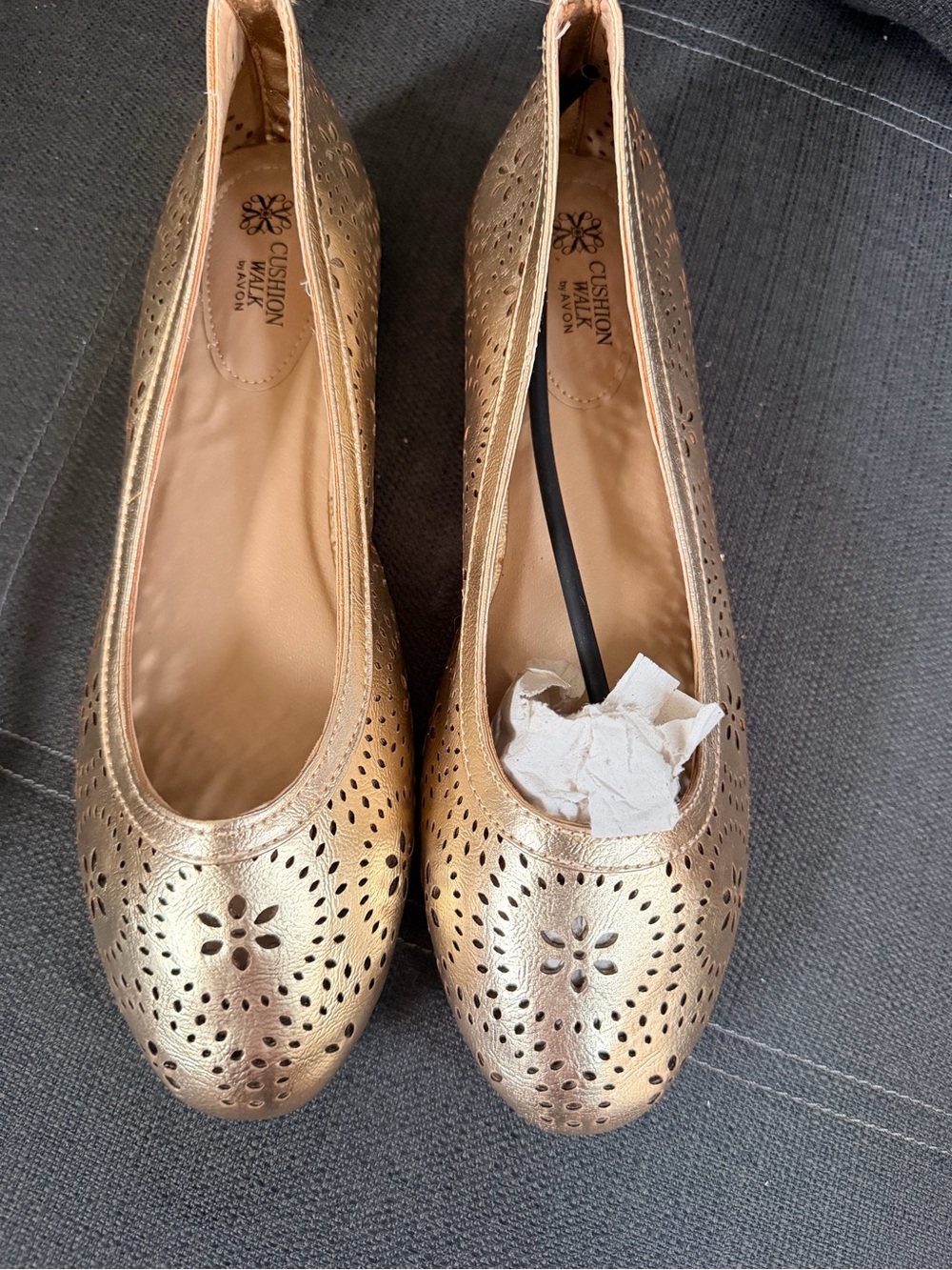 Avon Metallic Gold Perforated Ballet Flats
